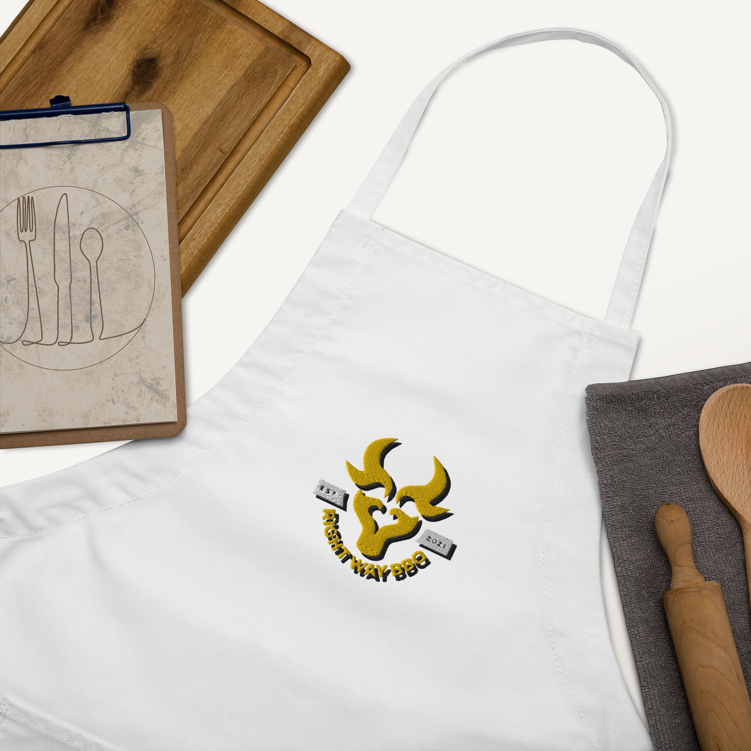 Right Way BBQ Embroidered Apron