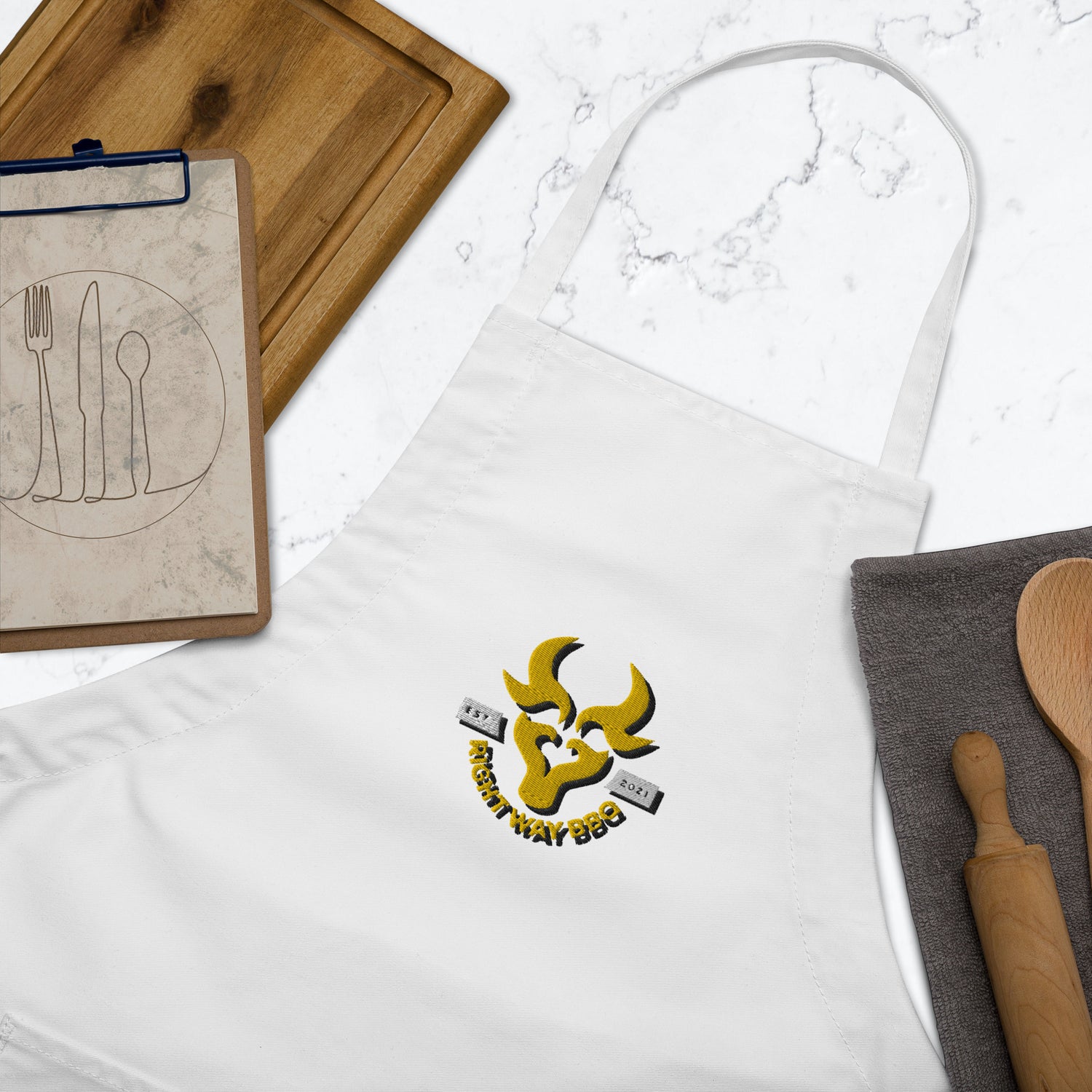 Right Way BBQ Embroidered Apron